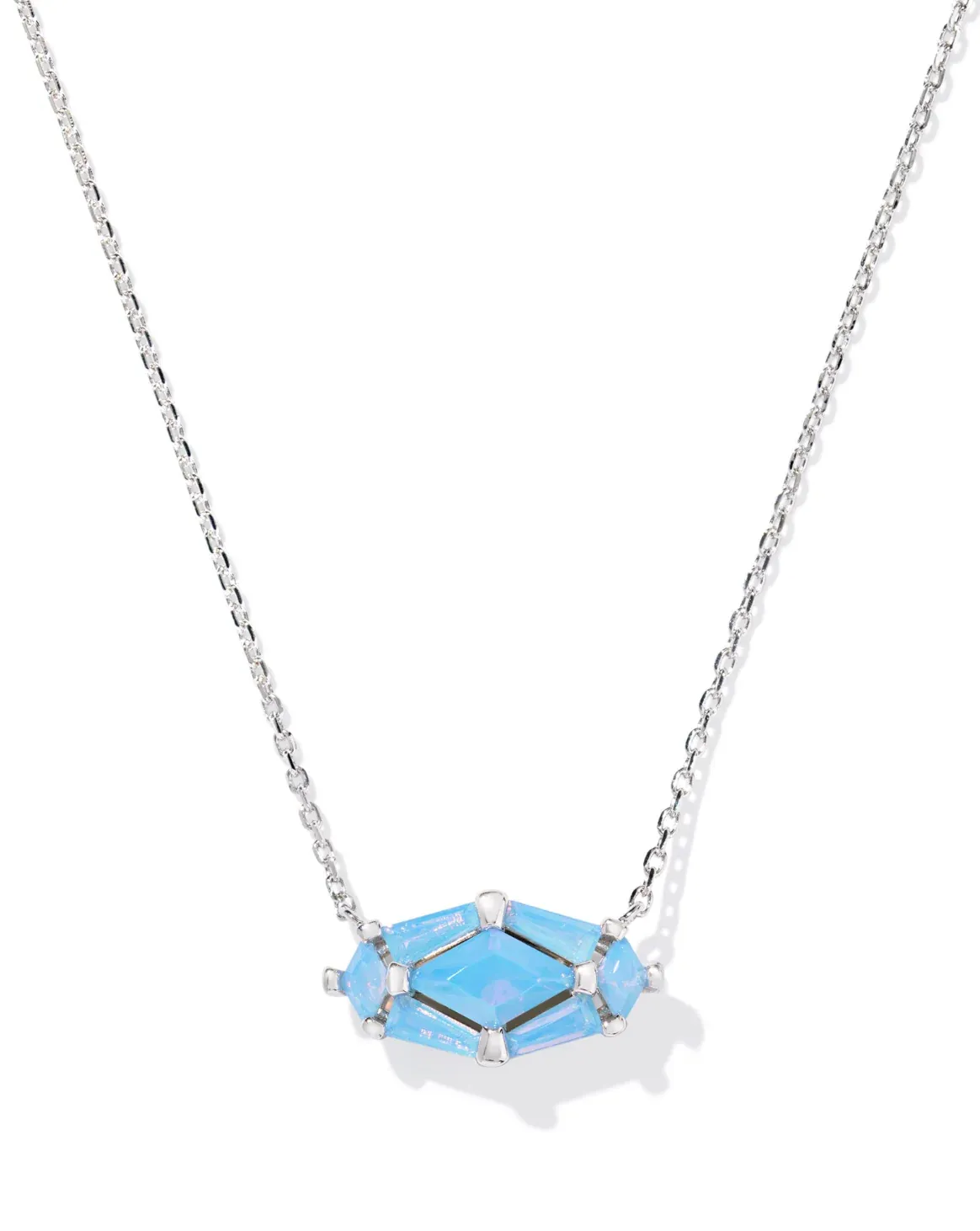 Kendra Scott Lindy Rae Necklace, Silver/Light Blue Opalite Crystal