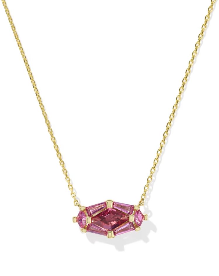Kendra Scott Lindy Rae Necklace, Gold/Pink Crystal