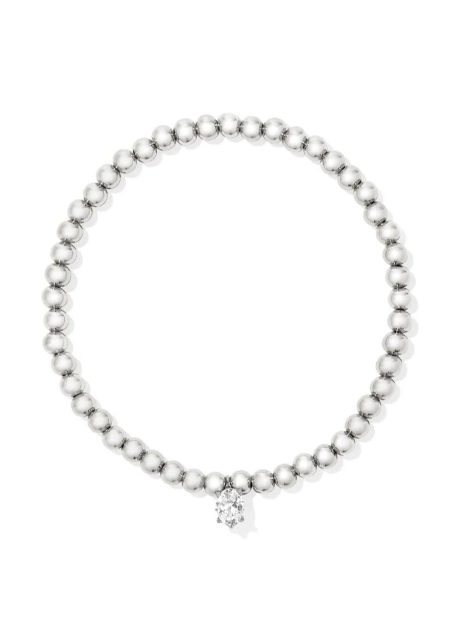 Kendra Scott Cailin Stretch Bracelet, Silver/Clear Crystal