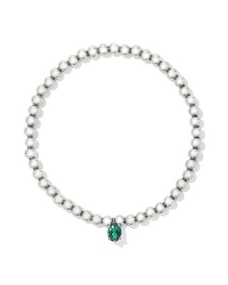 Kendra Scott Cailin Stretch Bracelet, Silver/Green Crystal