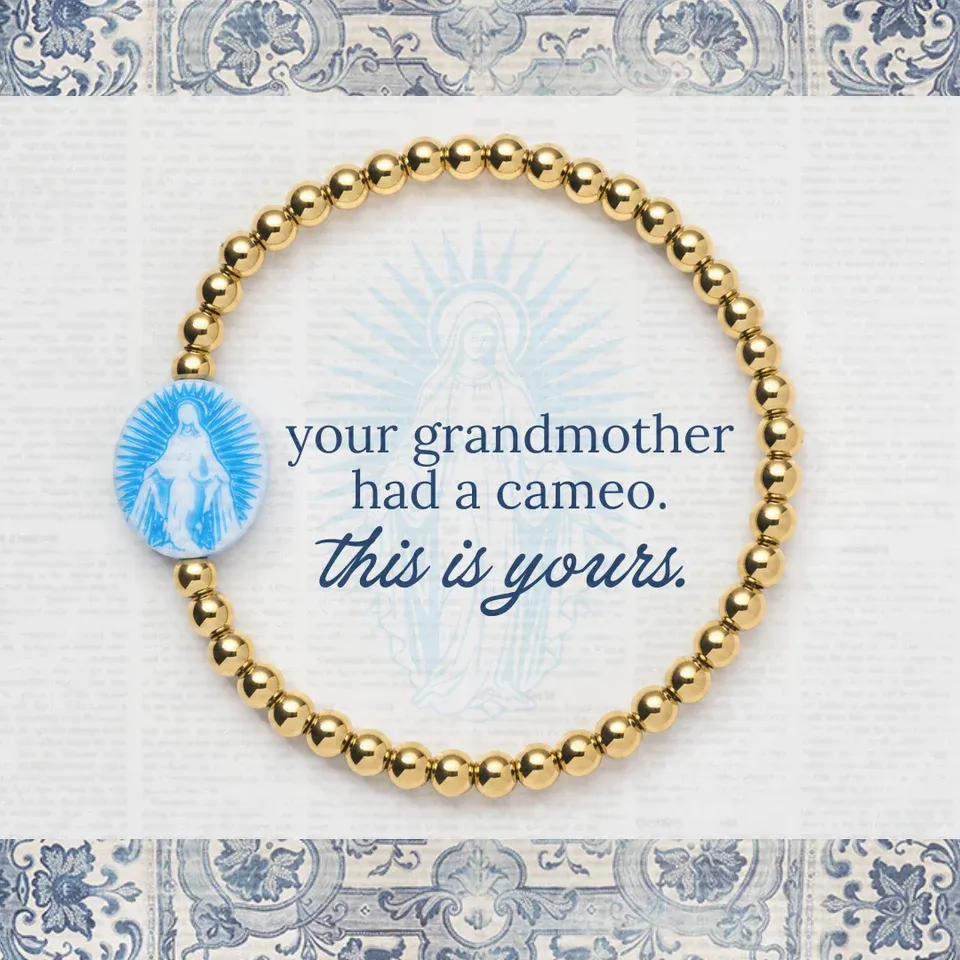 Holy Water Miraculous Cameo Bracelet, Gold