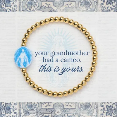 Holy Water Miraculous Cameo Bracelet, Gold