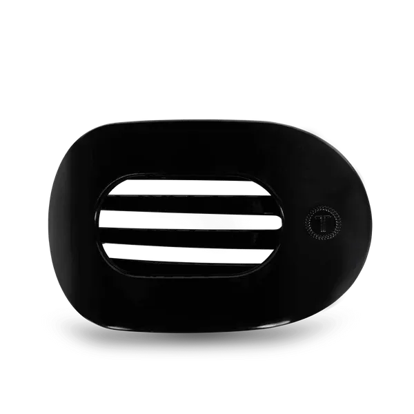Large Flat Round Hair Clip, Jet Black