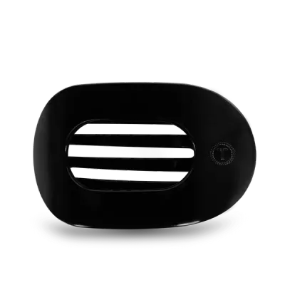 Large Flat Round Hair Clip, Jet Black