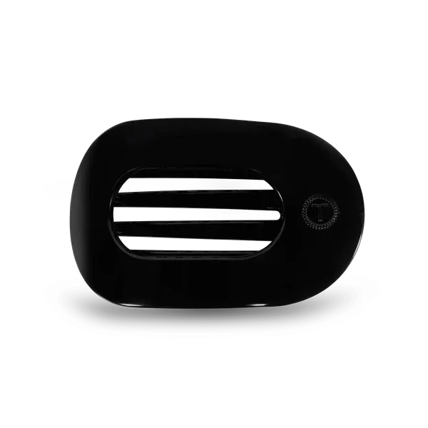 Medium Flat Round Hair Clip, Jet Black