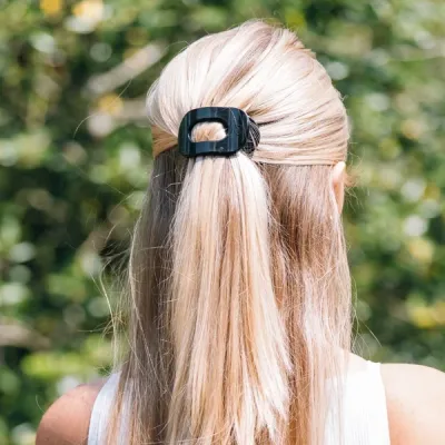 Tiny Flat Round Hair Clip, Jet Black