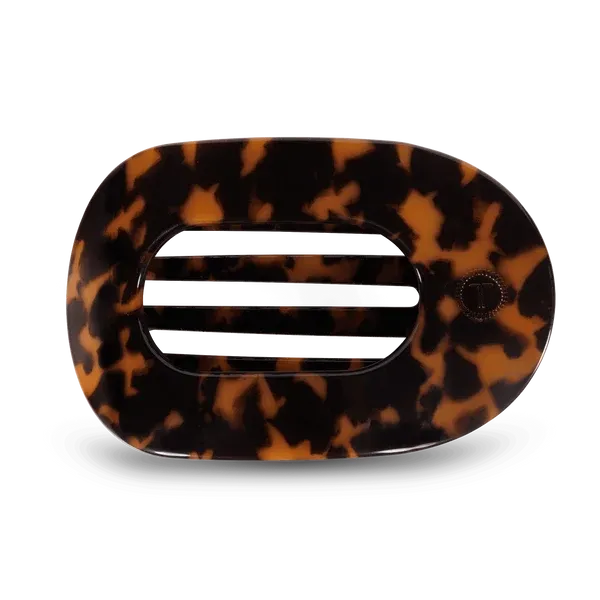 Large Flat Round Hair Clip, Tortoise