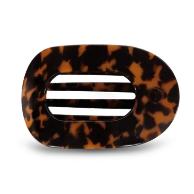 Large Flat Round Hair Clip, Tortoise