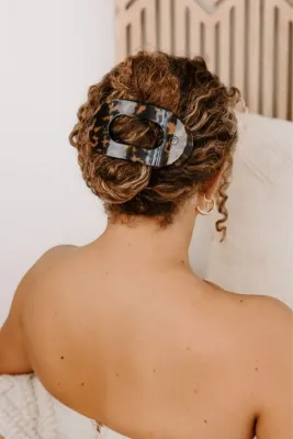 Large Flat Round Hair Clip, Tortoise