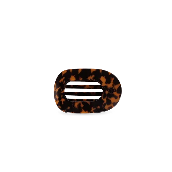 Tiny Flat Round Hair Clip, Tortoise