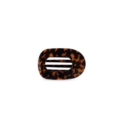 Tiny Flat Round Hair Clip, Tortoise