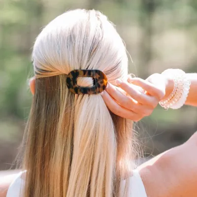 Tiny Flat Round Hair Clip, Tortoise