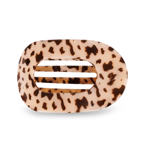 Large Flat Round Hair Clip, Blonde Tortoise