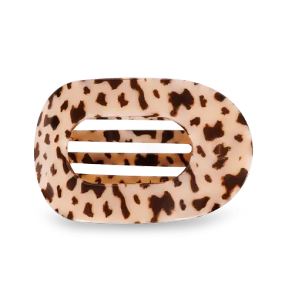Large Flat Round Hair Clip, Blonde Tortoise