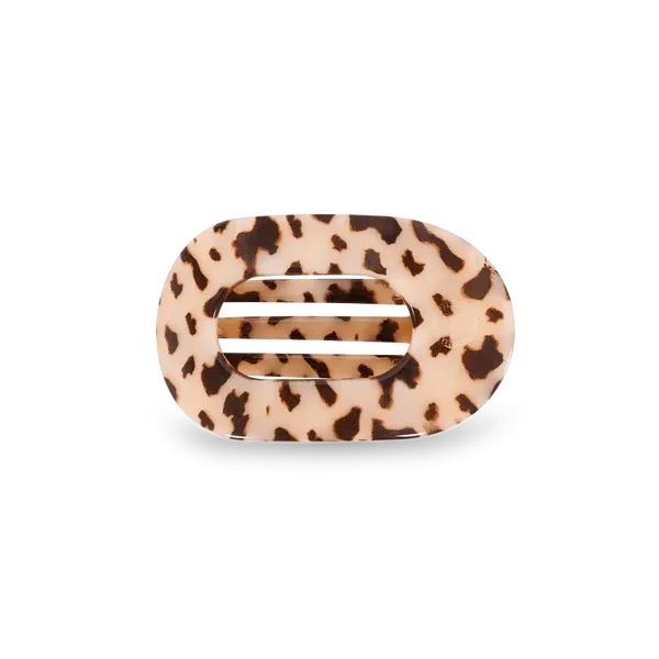 Small Flat Round Hair Clip, Blonde Tortoise