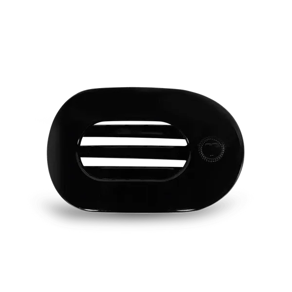 Small Flat Round Hair Clip, Jet Black