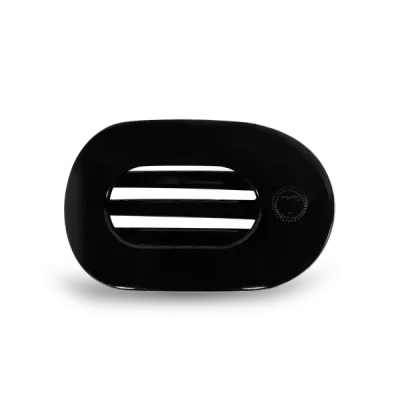Small Flat Round Hair Clip, Jet Black