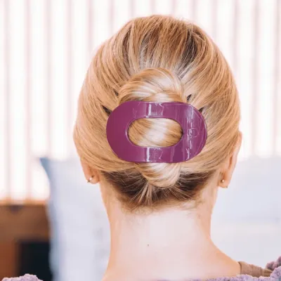 Large Flat Round Hair Clip, Mulberry