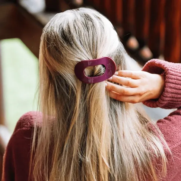 Small Flat Round Hair Clip, Mulberry