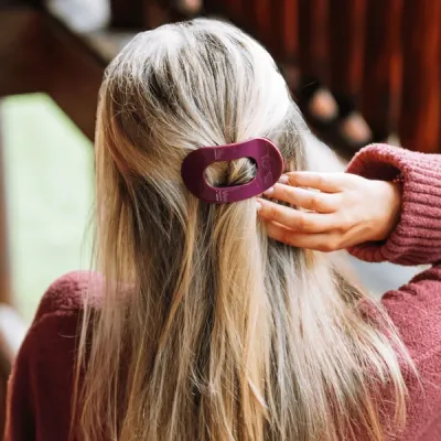 Small Flat Round Hair Clip, Mulberry