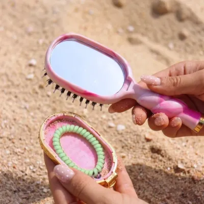 Teleties Mini Boar Bristle Hair Brush, Pinch Me!