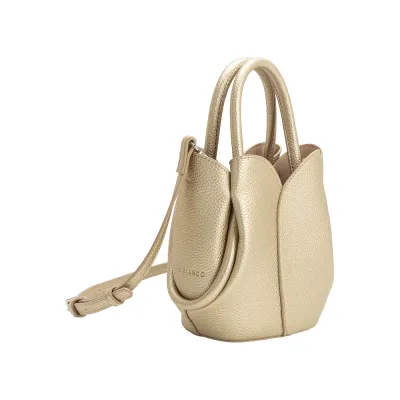 Mini Tulip Top Handle Bag, Metallic Gold