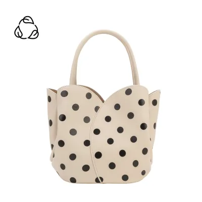 Tulip Top Handle Bag, Cream Polka Dot