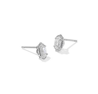 Kendra Scott Mini Ellie Luxe Stud Earrings, Silver/CZ