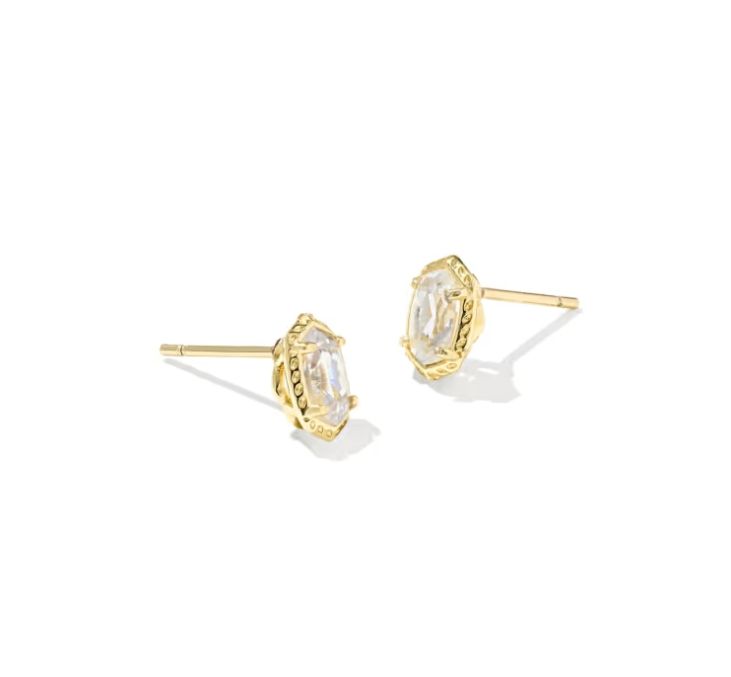 Kendra Scott Mini Ellie Luxe Stud Earrings, Gold/CZ