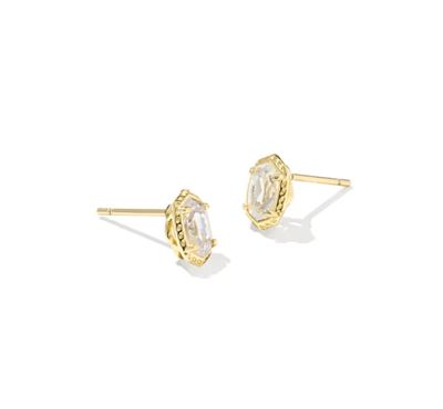 Kendra Scott Mini Ellie Luxe Stud Earrings, Gold/White CZ