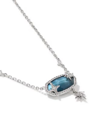 Kendra Scott Elisa Star Necklace, Silver/Steel Blue Mother-of-Pearl