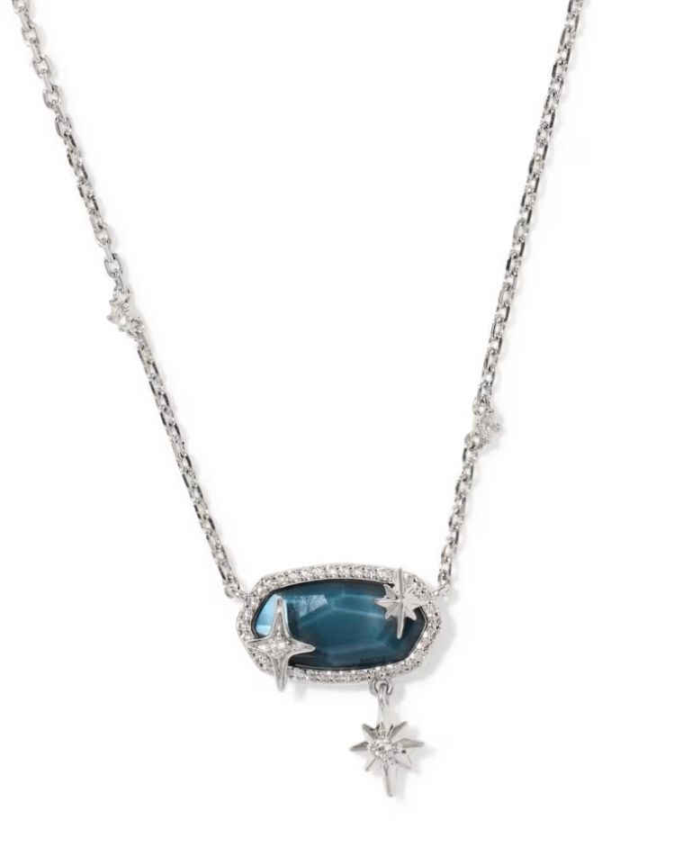 Kendra Scott Elisa Star Necklace, Silver/Steel Blue Mother-of-Pearl