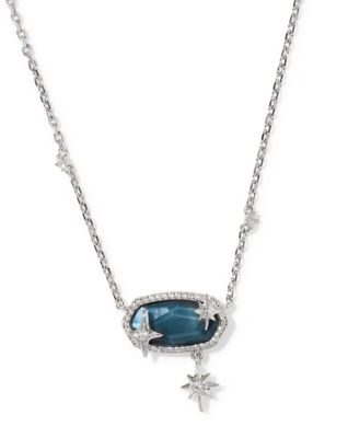 Kendra Scott Elisa Star Necklace, Silver/Steel Blue Mother-of-Pearl