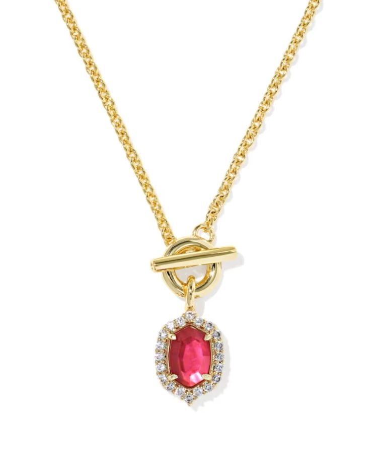 Kendra Scott Daphne Crystal Frame Toggle Necklace, Gold/Dark Pink Illusion