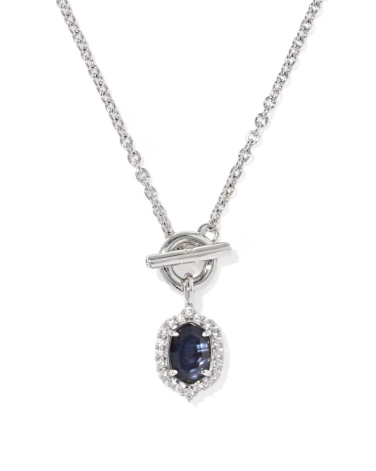 Kendra Scott Daphne Crystal Frame Toggle Necklace, Silver/Dark Indigo Illusion