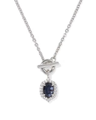 Kendra Scott Daphne Crystal Frame Toggle Necklace, Silver/Dark Indigo Illusion
