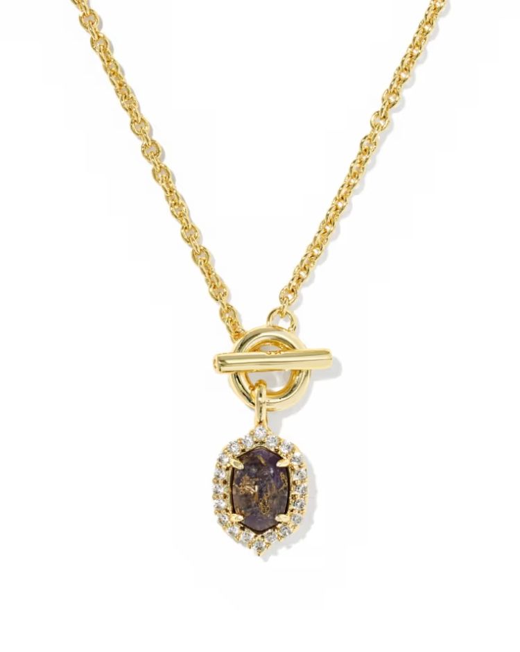 Kendra Scott Daphne Crystal Frame Toggle Necklace, Gold/Bronze Veined Purple Amethyst