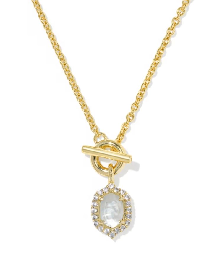 Kendra Scott Daphne Crystal Frame Toggle Necklace, Gold/Ivory MOP