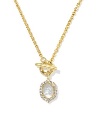 Kendra Scott Daphne Crystal Frame Toggle Necklace, Gold/Ivory MOP