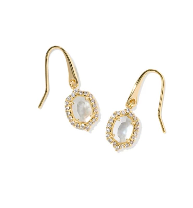 Kendra Scott Daphne Crystal Frame Drop Earrings, Gold/Ivory MOP
