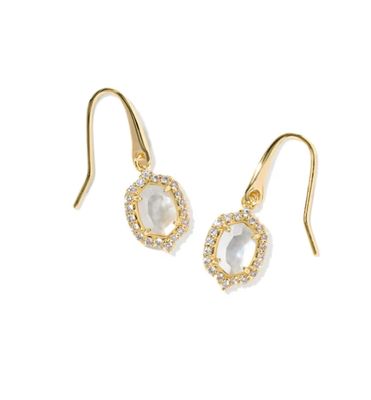 Kendra Scott Daphne Crystal Frame Drop Earrings, Gold/Ivory MOP