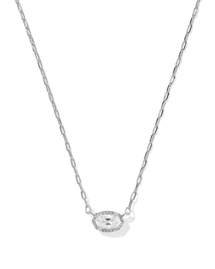 Kendra Scott Mini Elisa Luxe Necklace, Silver/CZ