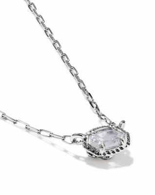 Kendra Scott Mini Elisa Luxe Necklace, Silver/CZ