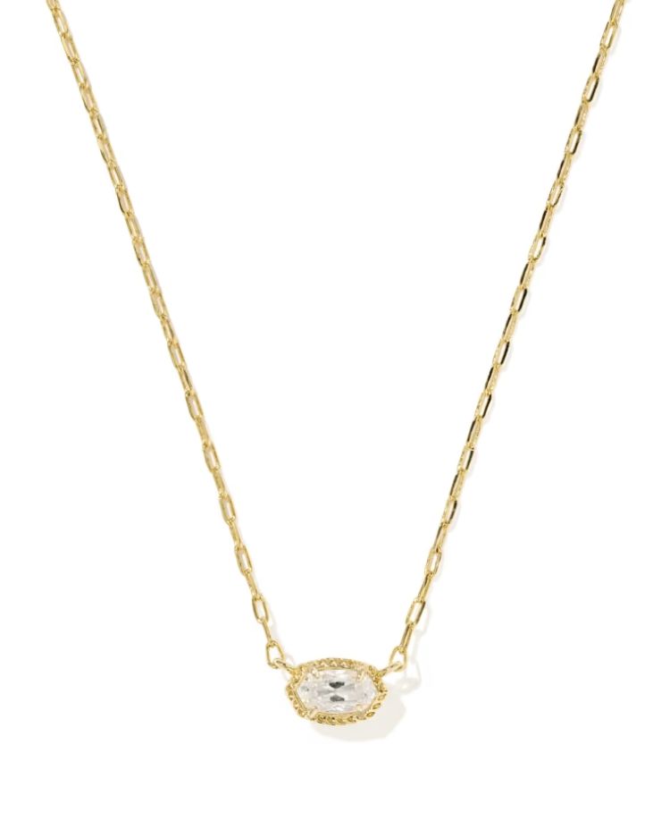 Kendra Scott Mini Elisa Luxe Necklace, Gold/White CZ