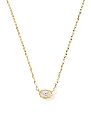 Kendra Scott Mini Elisa Luxe Necklace, Gold/White CZ