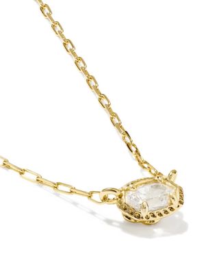 Kendra Scott Mini Elisa Luxe Necklace, Gold/White CZ