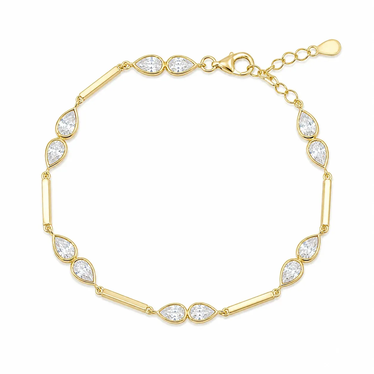 Kamaria Modern Bar and Pear CZ Bracelet