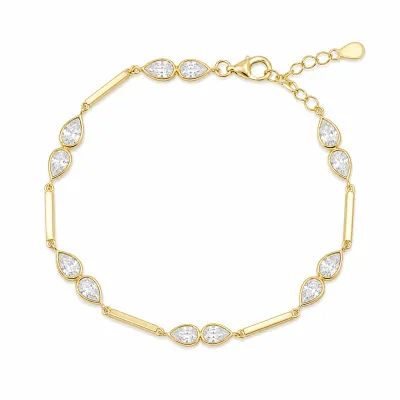 Kamaria Modern Bar and Pear CZ Bracelet