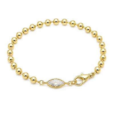 Kamaria Ball Chain Bracelet with Marquise CZ Clasp