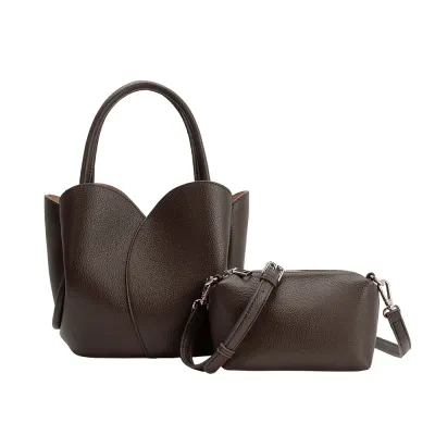 Tulip Top Handle Bag, Chocolate